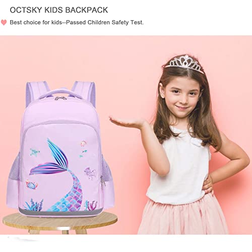 Octsky Backpack For Girls Kids School Backpacks With Lunch Box Mermaid Preschool Kindergarten Bookbag Set With Chest Strap (Mermaid Purple) #TOP1