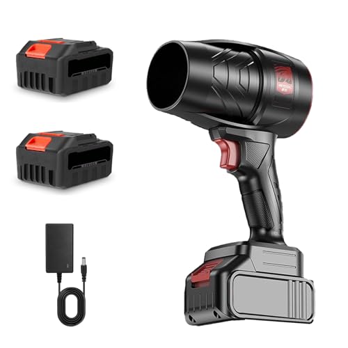 Soplador de hojas eléctrico, 40.000 rpm, con 2 baterías de 5,0 Ah, batería portátil para el cuidado del césped, eliminación de hojas, virutas de madera, polvo, nieve