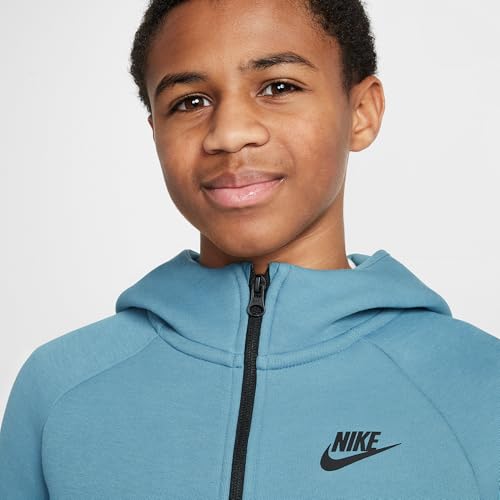 Nike Sportswear Tech Fleece Big Kids' Full-Zip Hoodie (HV5867-476, Glacier Blue/Smokey Blue/Black/Black)3