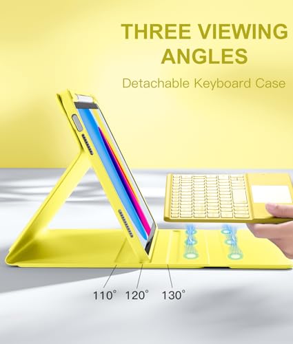 Image of Harvopu Compatible for iPad 11th 10th Generation Case with Keyboard, Folio Cover with Pencil Holder, Multi-Touch Trackpad, 7 Color Backlit, Detachable Keyboard for iPad (A16) 11th /10th Gen (Yellow)