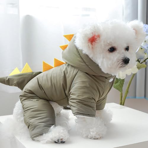 Abrigo para perro con capucha disfraz dinosaurio miniatura 2