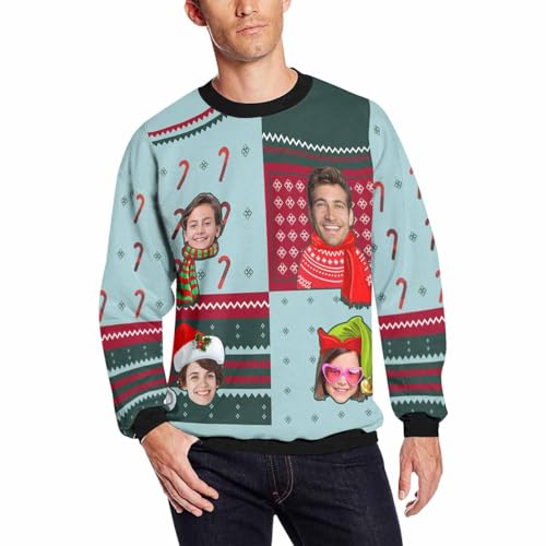 Custom Ugly Christmas Unisex Sweatshirts - Personalized Funny Face Sweatshirt with Photo for Men Women3