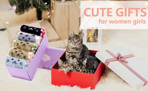 Image of SISOSOCK 5 Pairs Fuzzy Soft Cozy Comfortable Socks for Women, Casual Sleep Comfy Socks, Perfect Warm Winter Gifts for Women