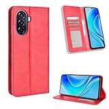 Case for Huawei Nova Y70 Plus Case Cover,Case for Huawei Nova Y70 MGA-LX9 Case Flip Pu Leather Cover Red