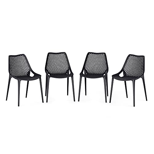 ok-living Gartenstuhl Einar, Schwarz, 50.5 x 83 cm 4er Set