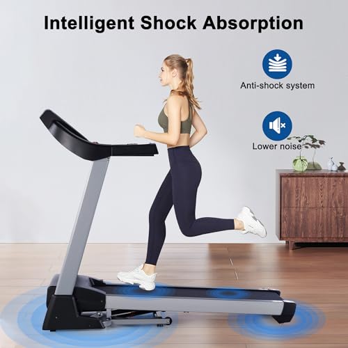 Image of BORGUSI Treadmill with 15% Auto Incline and 350 LBS Capacity, 3.5 HP Folding Electric Treadmill Running Machine with Bluetooth Speaker for Home Use, 20 inch Wide Tread Belt, Max 10MPH Speed