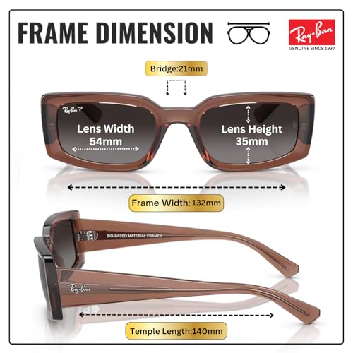 Image of Ray-Ban RB4395 KILIANE BIO-BASED Square-Round Shaped Sunglasses for Men & Women with Official RAYBAN Eyewear Kit