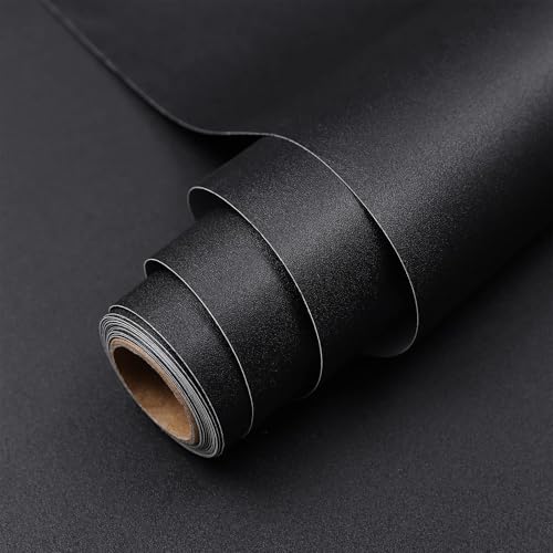 Jiroka 壁紙シール 黒 リメイクシート はがせる ブラック 無地 マット 40cm×5m 壁紙シート 厚手 透けない のり付き 貼り直し可能 模様替え ふすま紙 シールタイプ 防水 防汚 防カビ 耐熱 はがせるシール DIY 装飾シート