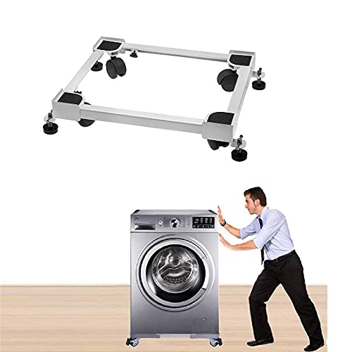 Image of BOLIDE Heavy Duty Adjustable Front and Top Load Washing Machine /Dishwasher /Air Cooler Trolley with Wheels (Black)