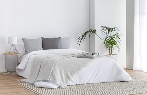 Todocama - Colcha Multiusos Sofa, Manta Foulard, Plaid para Cama, Cubresofa Cubrecama, Jarapas, Fabricado en España, Espiga. (180x260cm, Gris Claro). - imagen 7