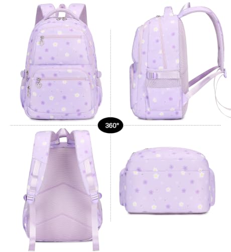 Joyfulife Flower Print Backpack for Girls Backpack with Lunch Box Cute Teen Kids Bookbags Kindergarten Elementary Middle School Bags Teen Casual Daypack - image 7