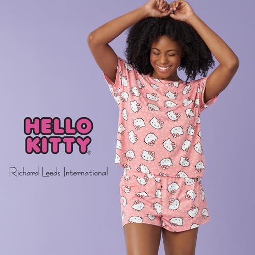 Image of Richard Leeds International Womens 2 Piece Pajama Set - Disney | Hello Kitty | Snoopy - Short Sleeve Top & Shorts Lounge Sets