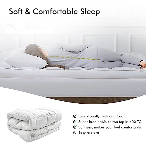 Image of Linenwalas Microfiber Super Soft Fluffy Mattress Padding /Topper for Comfortable Sleep, 5 Star Hotel Feel - Single Size in White, Mattress Topper Like Hotel (36x72 inch)