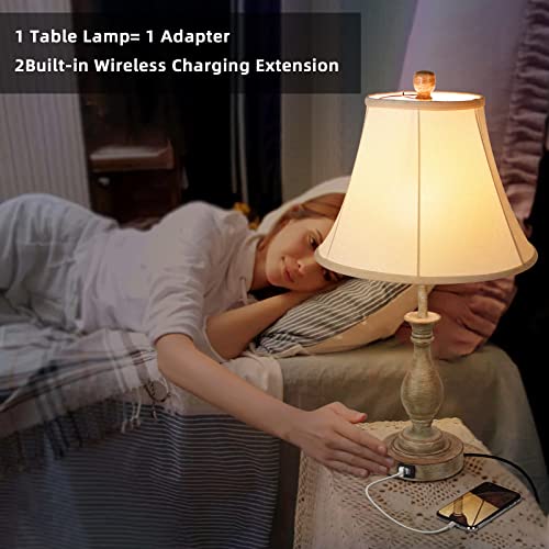 Farmhouse Table Lamp Touch Control 3-Way Dimmable Table Lamp, Modern Nightstand Lamp with 2 USB Port Bedside Desk Lamp with Fabric Shade for Living Room Bedroom Hotel (Pack 1-Beige Shade) - Image 3