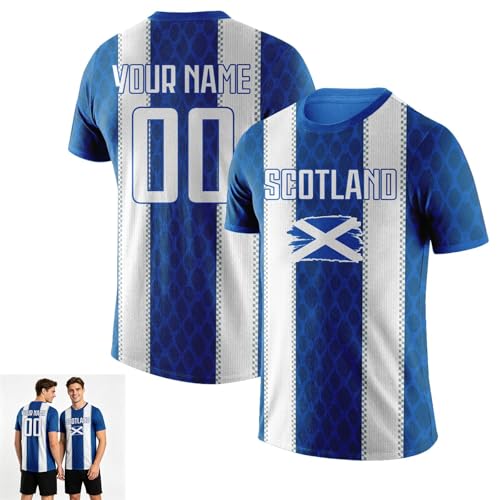 Genérico Camisetas de fútbol Personalizada para Mundial 2026 para Hombre Mujer niños con Nombre número (Escocia)