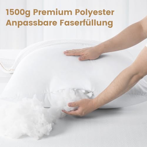 BedStory Kopfkissen 80x80 2er Set mit abziehbarem Bambusfasern Bezug, Antimilben und antibakteriell Kissen aus 1500g x 2 Mikrofasern, hypoallergen bequemes Weiches und atmungsaktives Kissen