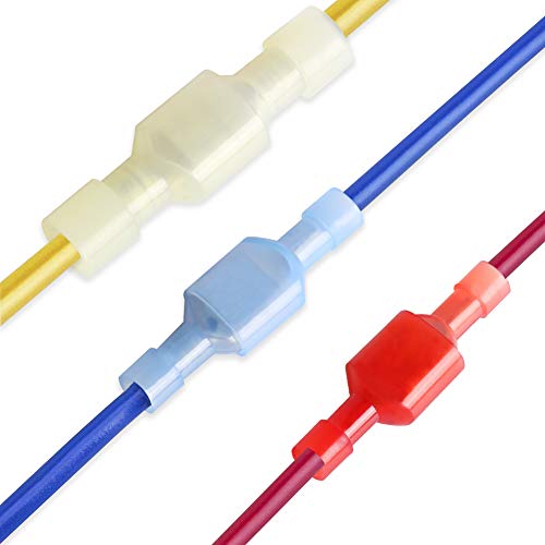 AIRIC Lot de 100 connecteurs à cosse rapide 6,3 mm entièrement isolés en nylon mâle femelle 6,3 mm Calibre 22-10 Assortiment de connecteurs à sertir 0,250 Cover