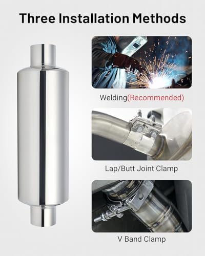Image of EVIL ENERGY 2 inch Resonator Muffler Stainless Steel (2.0 inch Inlet /Outlet, 13.8 inch Length)