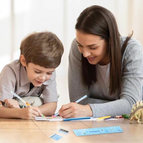 Einschulung Tier Schreibwaren Set, 5 Stück Niedliches Geschenk Set, Radiergummi, Anspitzer, Lineal, Bleistift, Schulanfang Schreibwaren Geschenkset für Mädchen Junge, Klassenzimmer Belohnung Mitgebsel