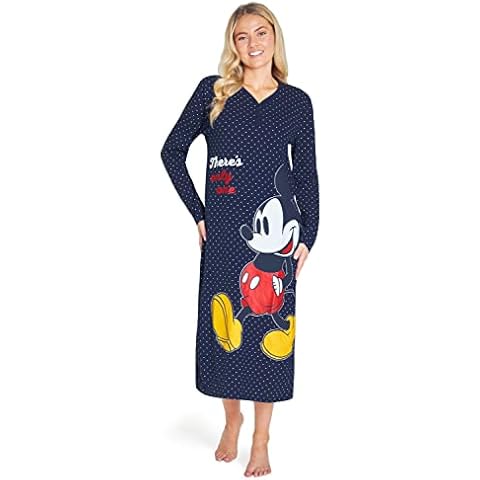 Disney Camisón Mujer Dormir Stitch Mickey Minnie (Azul Mickey, L) Cover