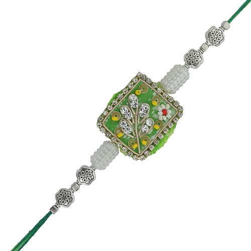 Single Rakh for Brother Thread Bracelet for Bhai Bhabhi Bhaiya veera Bhaidooj Tikka Diwali Decorations Rakhi Set Dora with Rakhee Card gift Pack for Brother Sister Indian Traditional Festival