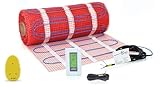 100 sq ft Electric Floor Heating Mat Kit, 120V Electric Radiant in Floor Heating System for Tile and Stone with 7-Day Programmable Radiant Floor Heating Thermostat and Floor Sensor Aube TH115-AF-120S
