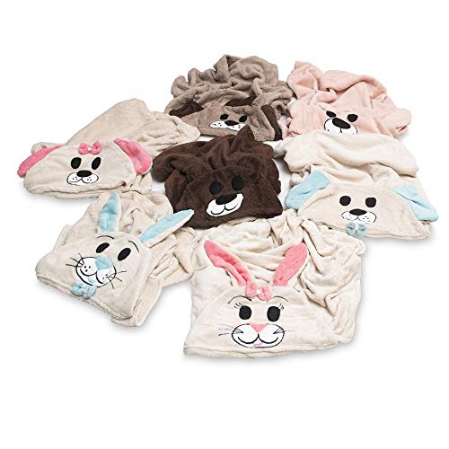 Manta Bebê e Infantil Soft Microfibra com Capuz Bichinho Ursa Rosê