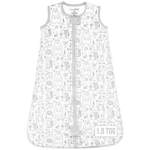 Baby Sleep Sack 1.0 TOG, Organic Cotton Baby Wearable Blanket with Two-Way Zipper, Swaddle Transition Baby Sleeping Bag, All-Season Sleep Sack for Newborn Infant Toddler Boy Girl, 6-12 Months, 1-Pack