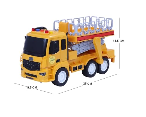 Image of Unbreakable Excavator Construction Truck with Light & Sound Friction Powered Elevator Crane for Kids Boys Girls Pull Back Vehicles Engineering Toys Truck (Multicolor)
