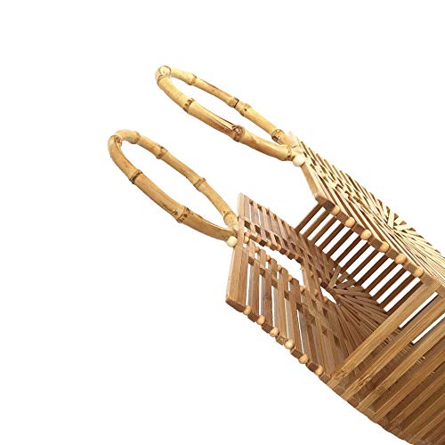 Image of Women's Top Handle Bamboo Handbag Summer Beach Large Tote Bag