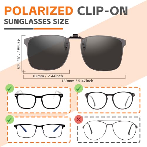 JO Polarized Clip-On Sunglasses UV400 Anti-Glare Lenses Laser Edge Design Unisex3