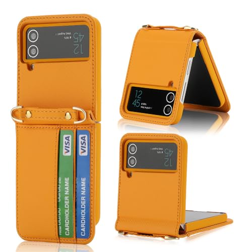 Étui en cuir jaune pour Galaxy Z Flip 4 protection luxe et chic