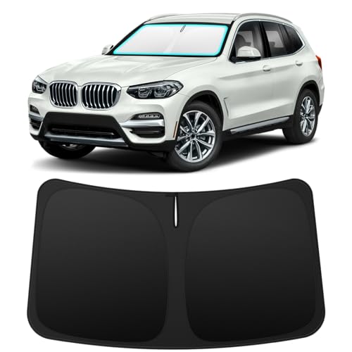 Image of INSAUTO Custom Fit Windshield Sun Shade for BMW X3 2018-2026 | Foldable Front Window Sunshade Car Accessories, UV & Heat Reflector, Keeps Interior Cool, Includes Storage Bag