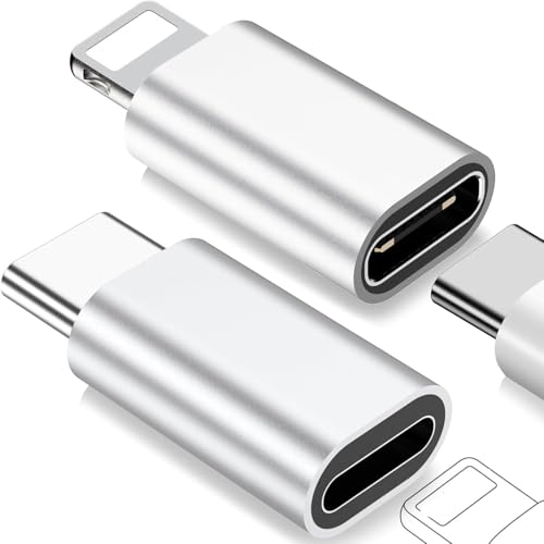 DUETMI 2 PCS_USB C to 8 Pin Adapter,Support 27W Fast Charging & Data Sync & 8 Pin to USB-C Adapter for iPhone 16/15 Pro Max Plus/14/13/12/11,for iPad,Airpods/,Galaxy Buds(Charge Only Combo)