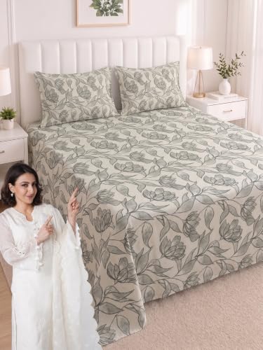 Image of Mafatlal 186 TC Metro Cotton King Size Bedsheet | 108 x 108 Inch| Soft, Breathable & Lightweight |Includes 2 Pillow Covers