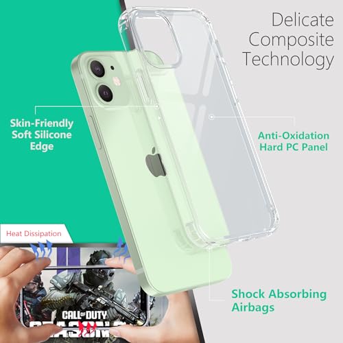 Image of ONES iPhone 11 HD Clear Slim Hard Case『Shockproof Airbag』『Raised Edges Protect Camera Screen』 [ Non-Yellow ] [ Anti-Slip ] PC + TPU Hybrid Protective Transparent Silicone Cover for Apple 6.1 inch