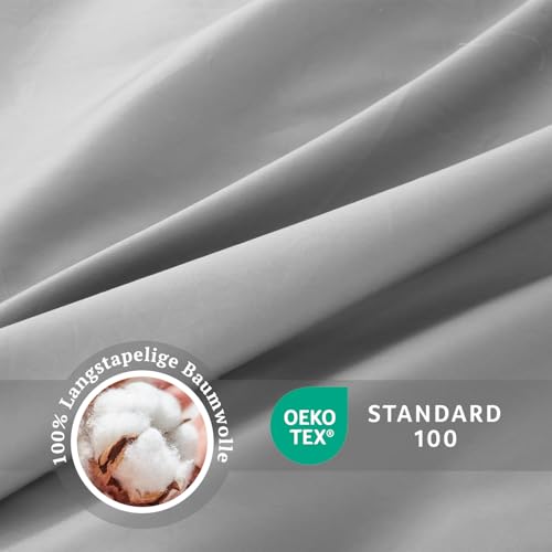 SOULFUL Satin Spannbettlaken 90x190cm Baumwolle Oeko-TEX Hellgrau – Ansicht 6