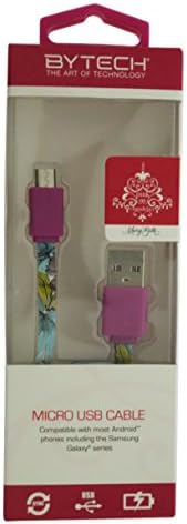 Pink Chandelier 3.5' Micro USB Sync/Charge Cable - Abstract Floral Print by Artist Mary Beth Freet