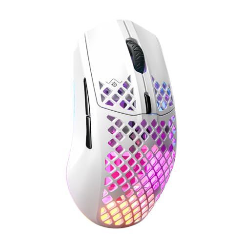 Aerox 3 Wireless - Mouse da gioco RGB traforato - Design ultraleggero e resistente all'acqua - Sensore ottico TrueMove Air da 18K DPI - Snow
