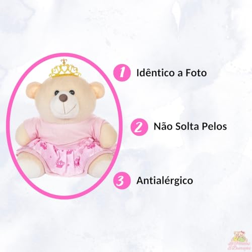 Trio De Ursos 18cm Para Nicho Decoração Menina Princesa Coroa Rosa Bebê Baby Decoração Quarto Festa