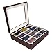 Techswiss Tie Box Storage Case Organizer in Wood Glass Lid Valet (Bown)
