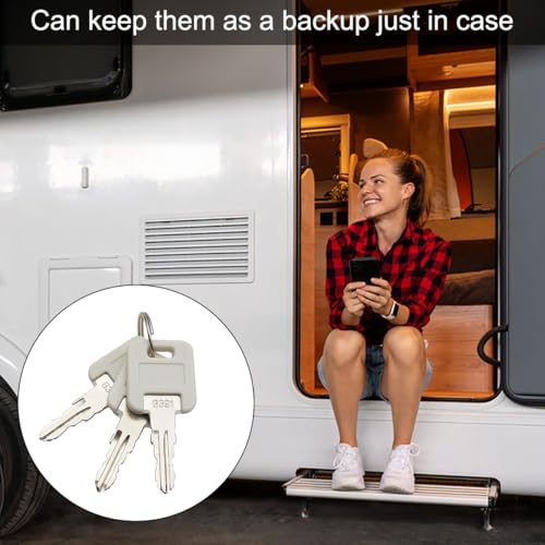 Image of 6 Pcs G391 RV Keys, Camper Key G391 - Stainless Steel Camper & RV Replacement Keys with 2 Keyrings - Universal Key for Trailer, Storage Locks, Globally Link Standard Door Lock Compatible