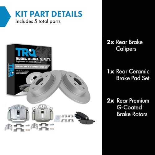 Image of TRQ Rear Brake Pad and Rotor Set Ceramic Solid Rotors Calipers G Coated | For 2006-2011 Cadillac DTS