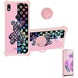 jioeuinly ATT Alcatel Axel Case Compatible with Cricket Alcatel Lumos Phone Case Cover [with Tempered Glass Screen Protector][Hard PC + Soft Silicone][Colorful Reflect Light] IMDF-JXX
