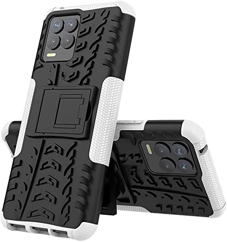 Funda para móvil Oppo Realme 8 / Realme 8 Pro con Soporte Protección 360 Grados 2 en 1 Carcasa Dura Resistente Antigolpes Protectora Heavy Duty Rugged Armor Case (Oppo Realme 8 / Realme 8 Pro, Blanco)