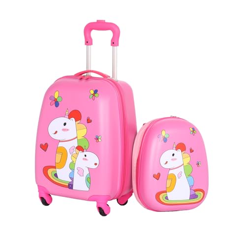 Unicorn-Kids-Luggage-Girls-Carry-on-Suitcase-W-4-Spinner-Wheels-Pink-Travel-Luggage-Set-WBackpack-Trolley-Luggage-for-Children-ToddlersPINK