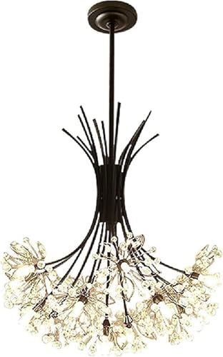 Plafonnier LED cristal luxe fleur salle à manger