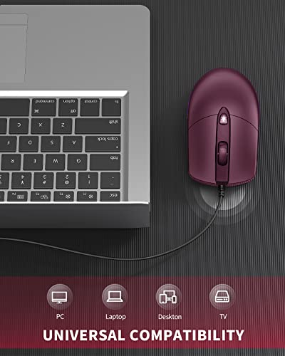 Kkuod Wired Mouse With Ergonomic Design Reduces Hand Fatigue Muscle Strain, Silent Usb Computer Mouse, 1600 Dpi Office And Home Mice (Red, Wired) #TOP6