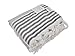 InfuseZen Terry Cloth Lined Turkish Bath & Beach Towel – Striped Design - 100% Organic Turkish Cotton - Soft, Lightweight, Absorbent Peshtemal - Quick Dry for Beach, Bath, Throw, Travel - Beige/Black
