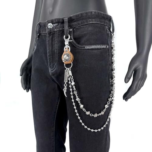 Image of Men Bicycle Strong Heavy Punk Rocker Biker Jeans Pants Chain Studs Keel Key Chain Mens Wallet Chain